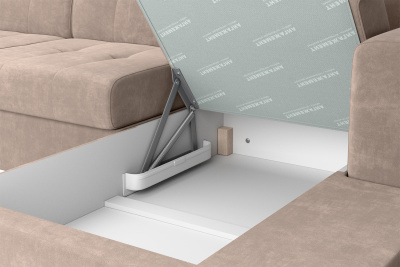 Диван-кровать, угловой набор, оттоманка справа, ткань Noel Ash